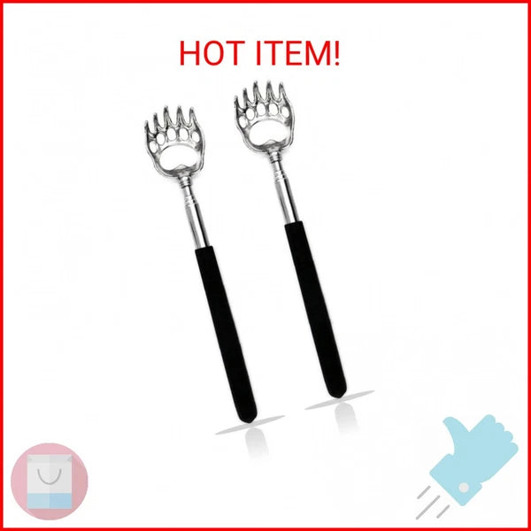 SQULIGT 2PCS Back Scratchers, Bear Claw Shaped Scratcher Extendable Metal Retrac