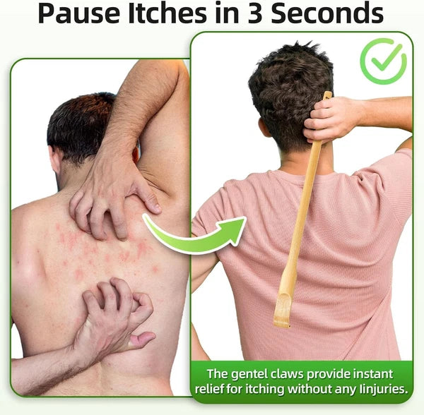 Natural Strong Sturdy Bamboo Wooden Body Massager Scratcher Relieves Itching 2ct