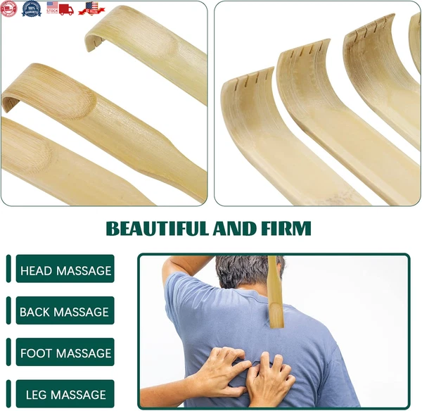 12 PCS Natural Bamboo Back Scratcher Traditional Wooden Back Scratcher,Long Back