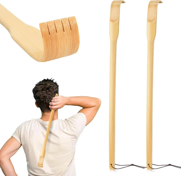 Natural Strong Sturdy Bamboo Wooden Body Massager Scratcher Relieves Itching 2ct