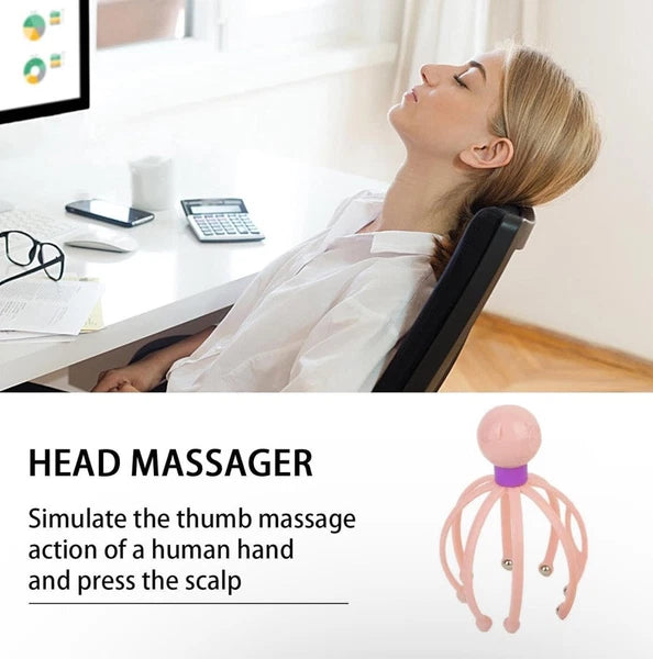 Head Massager Scratcher Neck Massage Scalp Relax Calm Stress Relief Octopus -NEW