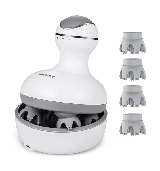 LATME Scalp Massager with 4 Replacement Massage Heads Portable Head Scratcher...