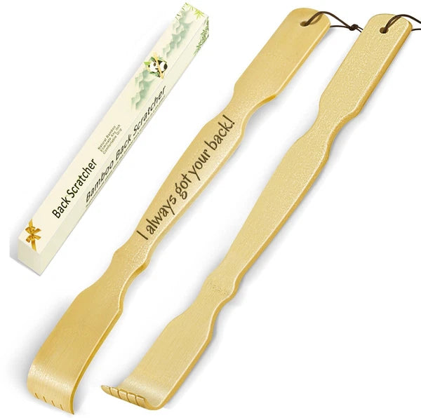 2 Pack Bamboo Back Scratcher Engraved with I Always Got Your Back Long Handle