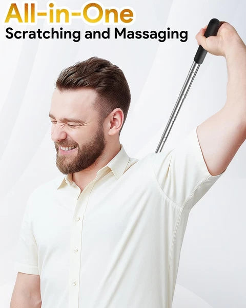 Versatile Telescoping Back Scratcher - 4 Heads for Ultimate Relaxation & Gifting