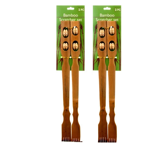 18" Bamboo Therapeutic Back Scratcher Long Reach Antipruritic Tool 2 x 2 Set