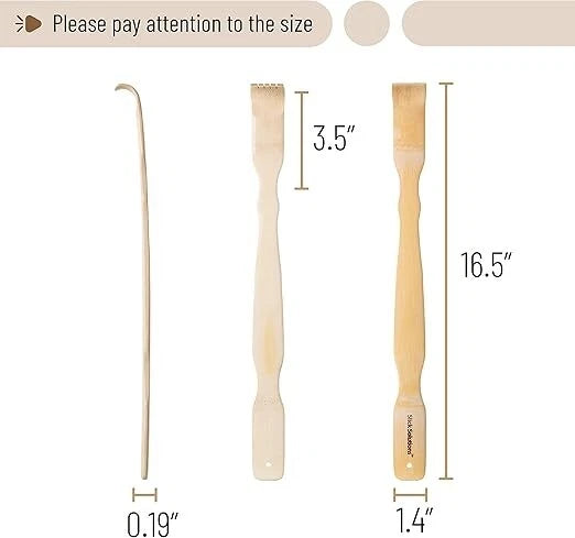 2Pcs Wooden Bamboo Back Scratcher Long Handle Itch Relief Finger-Like Scratchers