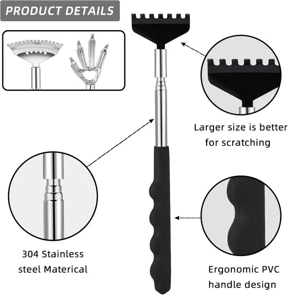 3 Pack Back Scratcher,Metal Portable Telescoping Scratchers with Rubber...