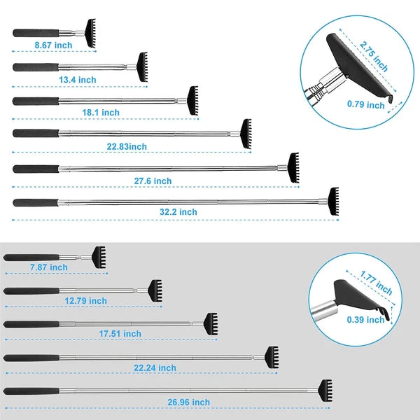 Oversized Back Scratcher Set, 2 Pack Portable Extendable Stainless Steel Tele...