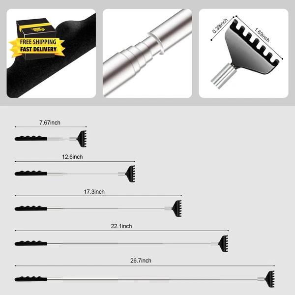 Back Scratcher 3 Pack Different Design Stainless Telescopic Back Scratchers with
