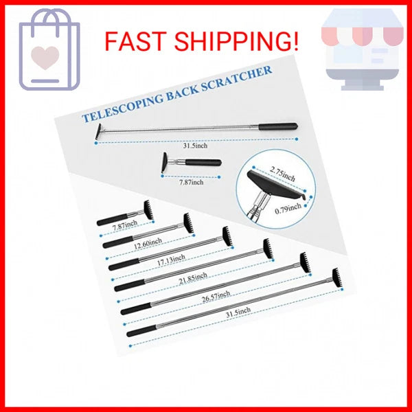 Oversized Portable Extendable Back Scratcher, Upgraded Metal Stainless Steel Tel