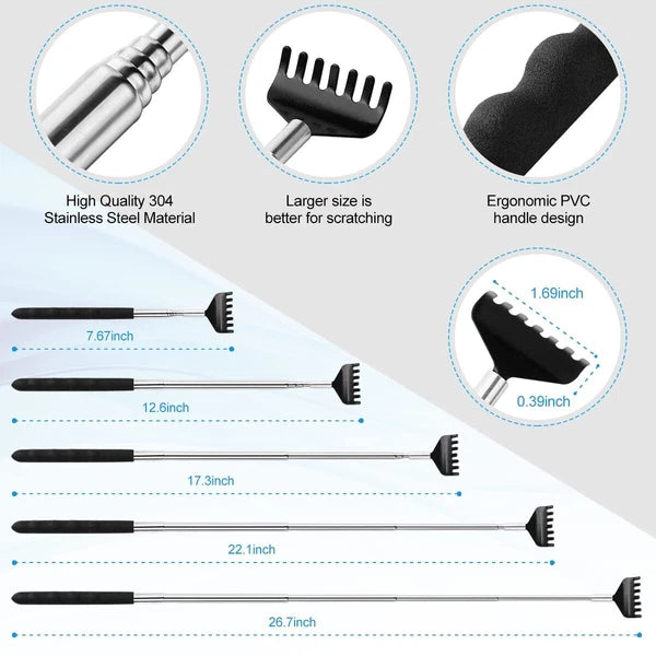 3 Pack Back Scratcher Metal Portable Telescoping Back Scratchers