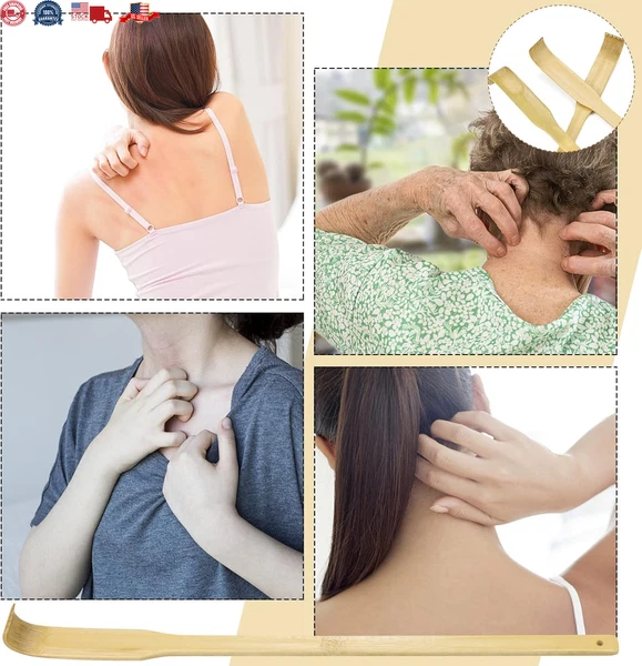 12 PCS Natural Bamboo Back Scratcher Traditional Wooden Back Scratcher,Long Back