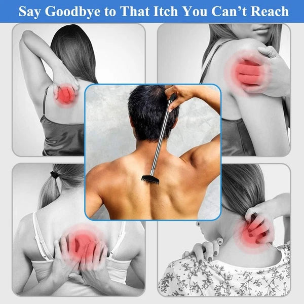 Oversized Portable Extendable Back Scratcher, Upgraded Metal Stainless Black