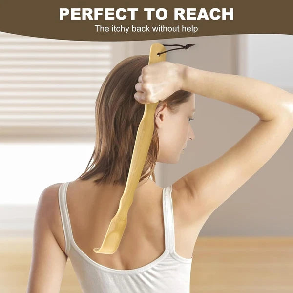 3 Pack Wooden Back Scratcher, 17 Inch Curved Long Handle Bend 3 Pack, Bamboo