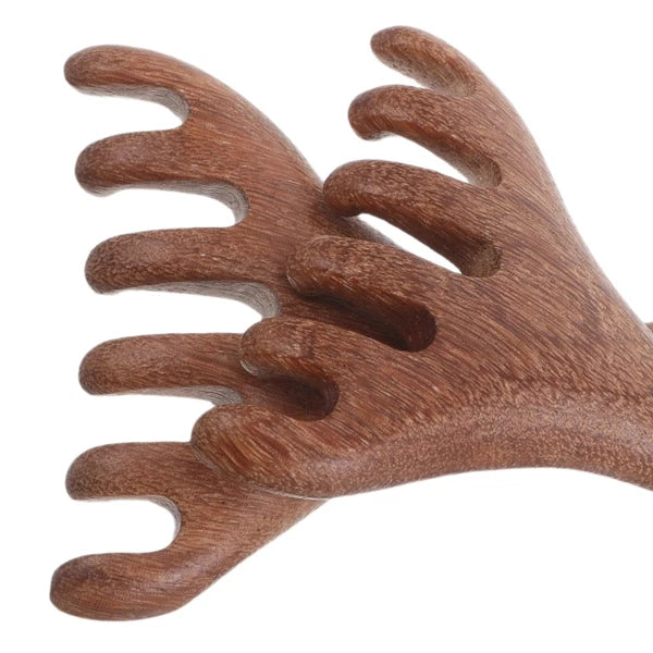 2pcs Wooden Head Massager Comb Wide Tooth Tool Wood Hair Scratcher