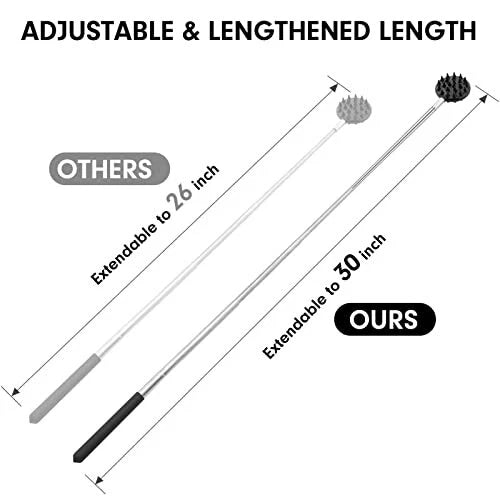Portable Telescoping Back Scratcher with 3 Detachable Scratching Heads