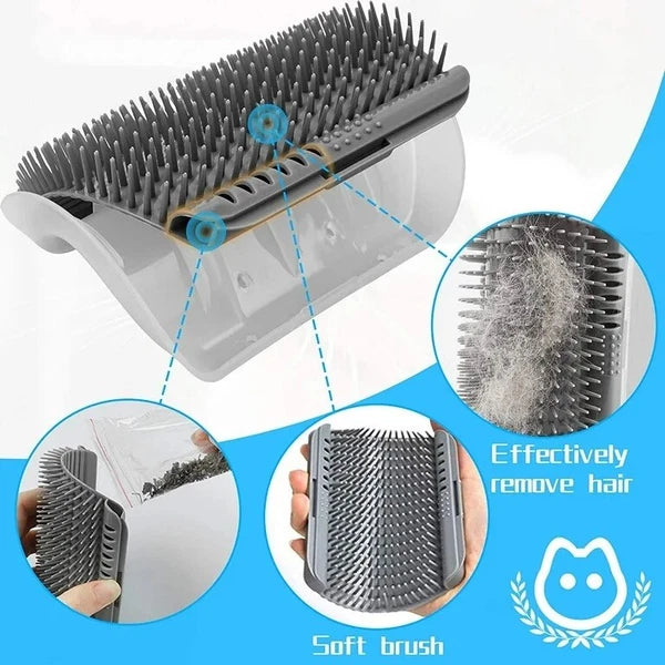 Brand New Blue Cat Self-Groomer Face Scratcher Wall Corner Massage Brush Comb