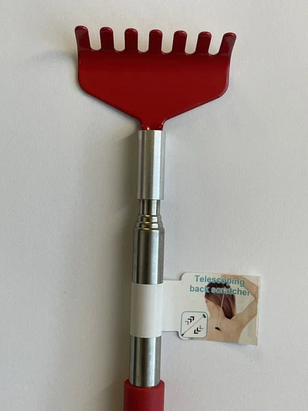Telescoping Back Scratcher - Expandable With Soft Grip Red Color With 7 Teeth