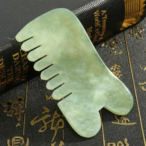 2PCS Natural Jade Stone Gua Sha Board Comb Massage Relaxation Comb Health Care