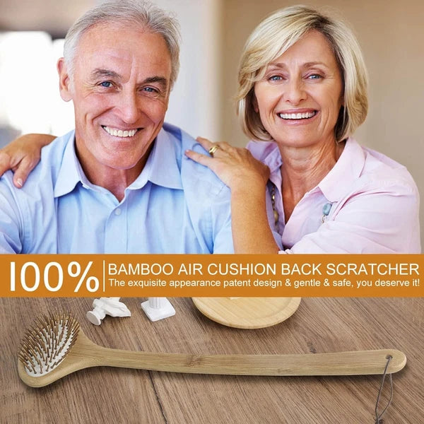 Bamboo Oversize Curved Back Scratcher - Large 104 Wooden Points NEW