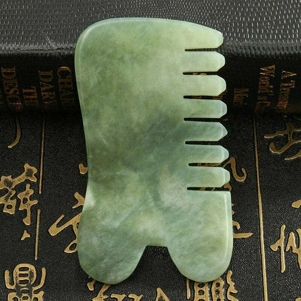 2PCS Natural Jade Stone Gua Sha Board Comb Massage Relaxation Comb Health Care