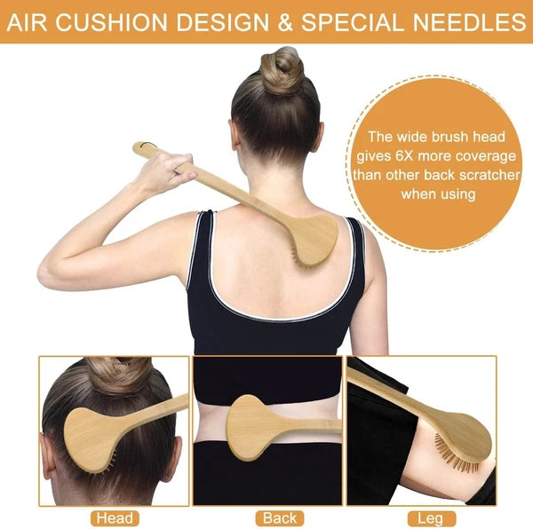 Bamboo Oversize Curved Back Scratcher - Large 104 Wooden Points NEW