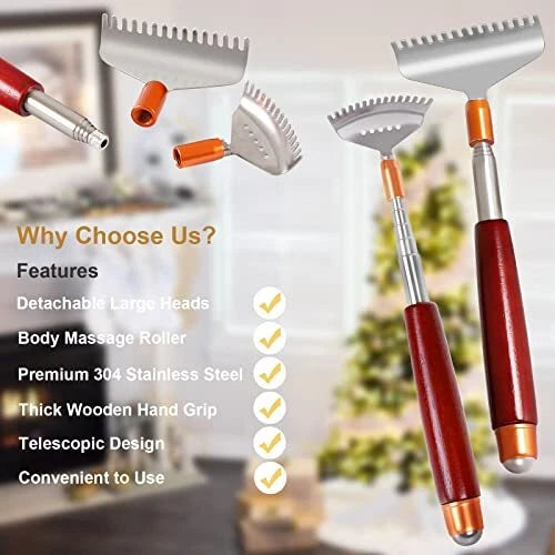 Back Scratcher with Detachable Heads Metal Backscratchers Extendable for Wome...