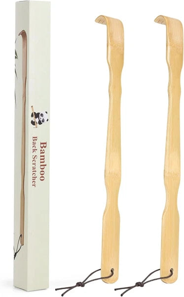 2 Pack Wooden Bamboo Back Scratcher, 17 Inch Long Handle 2 Pack,