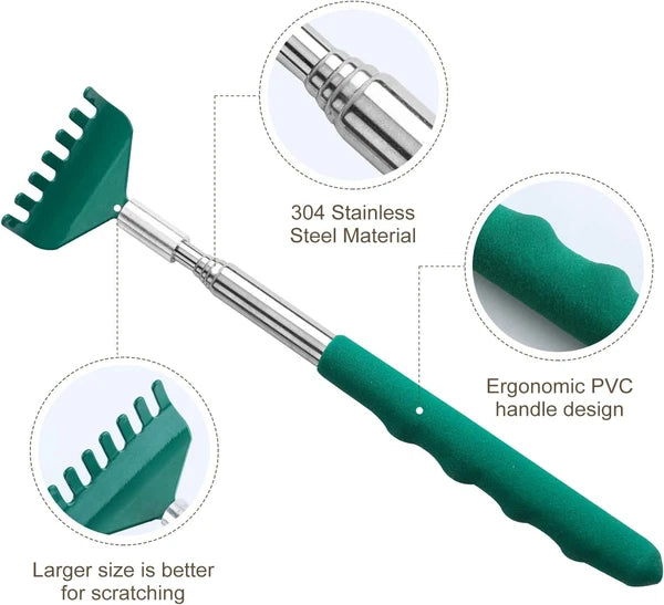 3 Pack Extendable Back Scratcher, Stainless Steel Portable Telescoping Back Scra