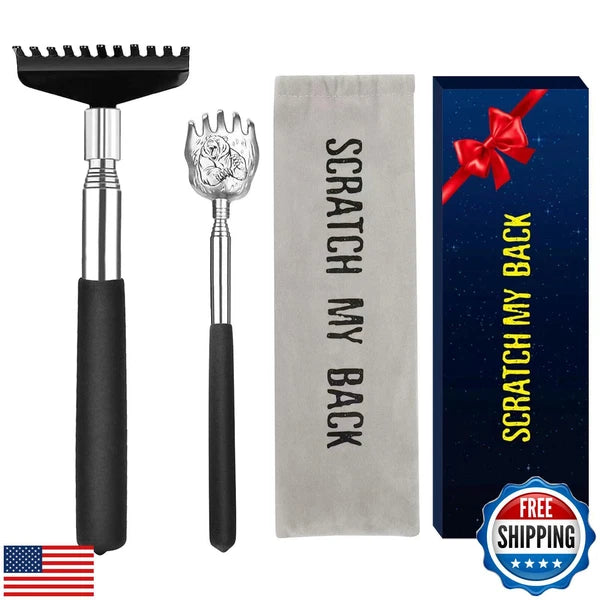 Oversized Back Scratcher Set, 2 Pack Portable Extendable Stainless Steel Tele