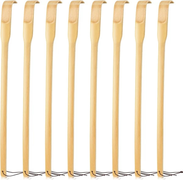Renook 8 Pack Wooden Bamboo Back Scratcher, 16.5 Inch Long Handle 8