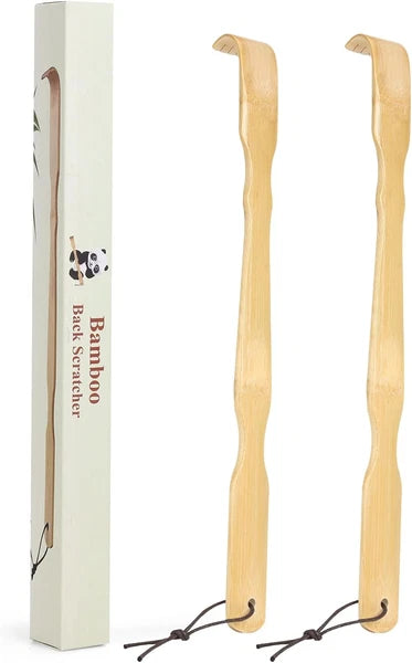 2 Pack Wooden Bamboo Back Scratcher, 17 Inch Long Handle Back Scratchers for Adu