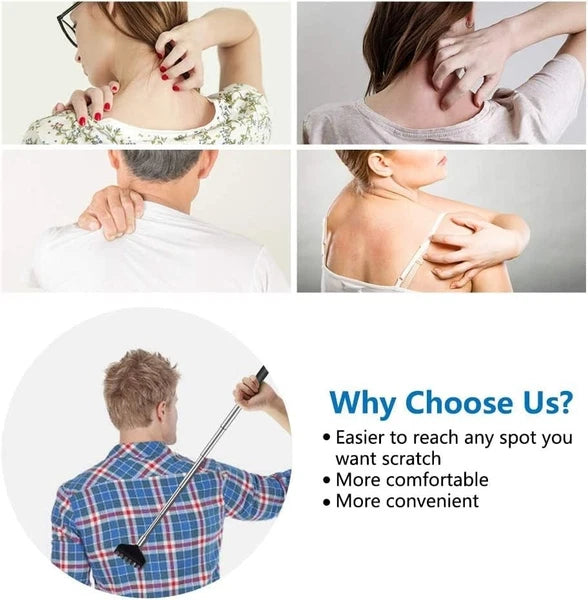 3 Pack Extendable Back Scratcher, Stainless Steel Portable Telescoping Back...