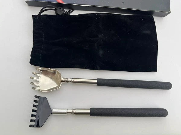 Unique 2 Pack Back Scratcher with Gift Bag - Premium Portable Metal Telescoping
