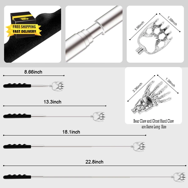 Back Scratcher 3 Pack Different Design Stainless Telescopic Back Scratchers with