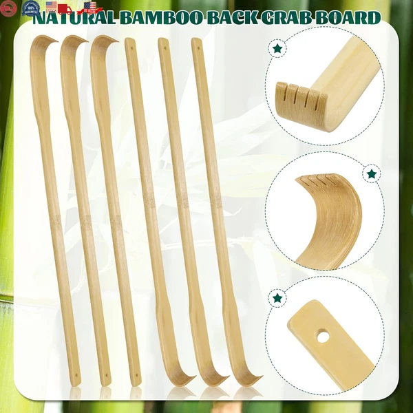 12 PCS Natural Bamboo Back Scratcher Traditional Wooden Back Scratcher,Long Back