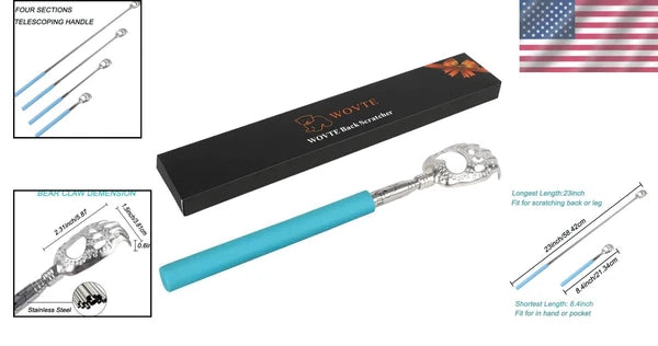 Blue Portable Bear Claw Back Scratcher - Handy Pain Relief & Stress Reliever