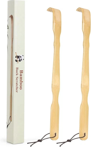 Natural Bamboo Back Scratcher Duo - 17-Inch Long Handle, Perfect Gift Choice