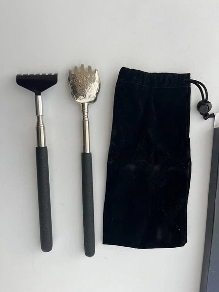 Unique 2 Pack Back Scratcher with Gift Bag - Premium Portable Metal Telescoping