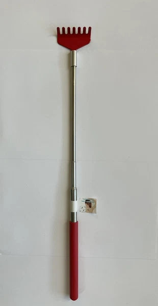 Telescoping Back Scratcher - Expandable With Soft Grip Red Color With 7 Teeth