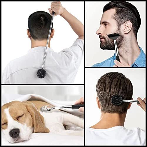 Portable Telescoping Back Scratcher with 3 Detachable Scratching Heads