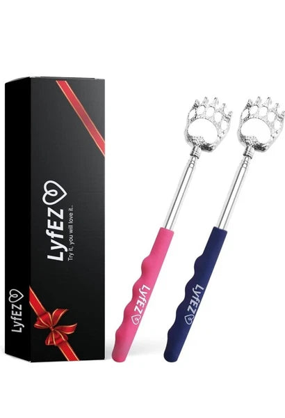 Lyfez Blue & Pink Back Scratchers Pack of 2 Bear Claw Stainless Steel Portable