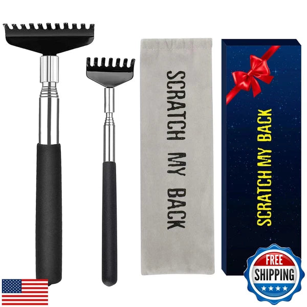 Oversized Back Scratcher Set, 2 Pack Portable Extendable Stainless Steel Tele