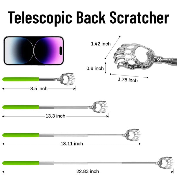 2 Pack Retractable Back Scratchers Bear Claw Extendable Itch Relief Massage Tool