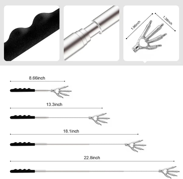 3 Pcs Different Design Telescopic Back Scratchers, Portable Extendable Back Mass