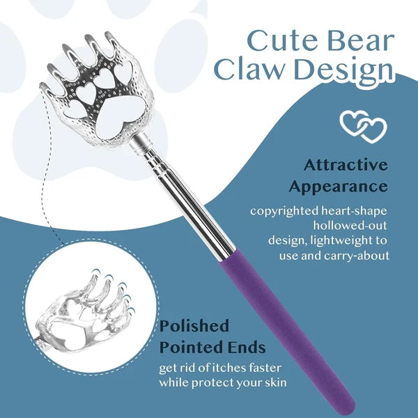 Stainless Steel & Rubber Bear Claw Back Scratchers – Travel-Friendly Design