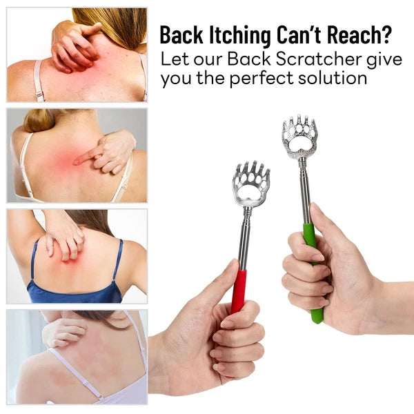 2 Pack Retractable Back Scratchers Bear Claw Extendable Itch Relief Massage Tool