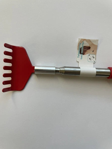 Telescoping Back Scratcher - Expandable With Soft Grip Red Color With 7 Teeth