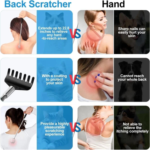 3 Pack Back Scratcher Metal Portable Telescoping with Rubber Handles