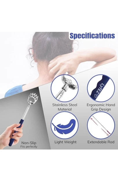 Lyfez Blue & Pink Back Scratchers Pack of 2 Bear Claw Stainless Steel Portable